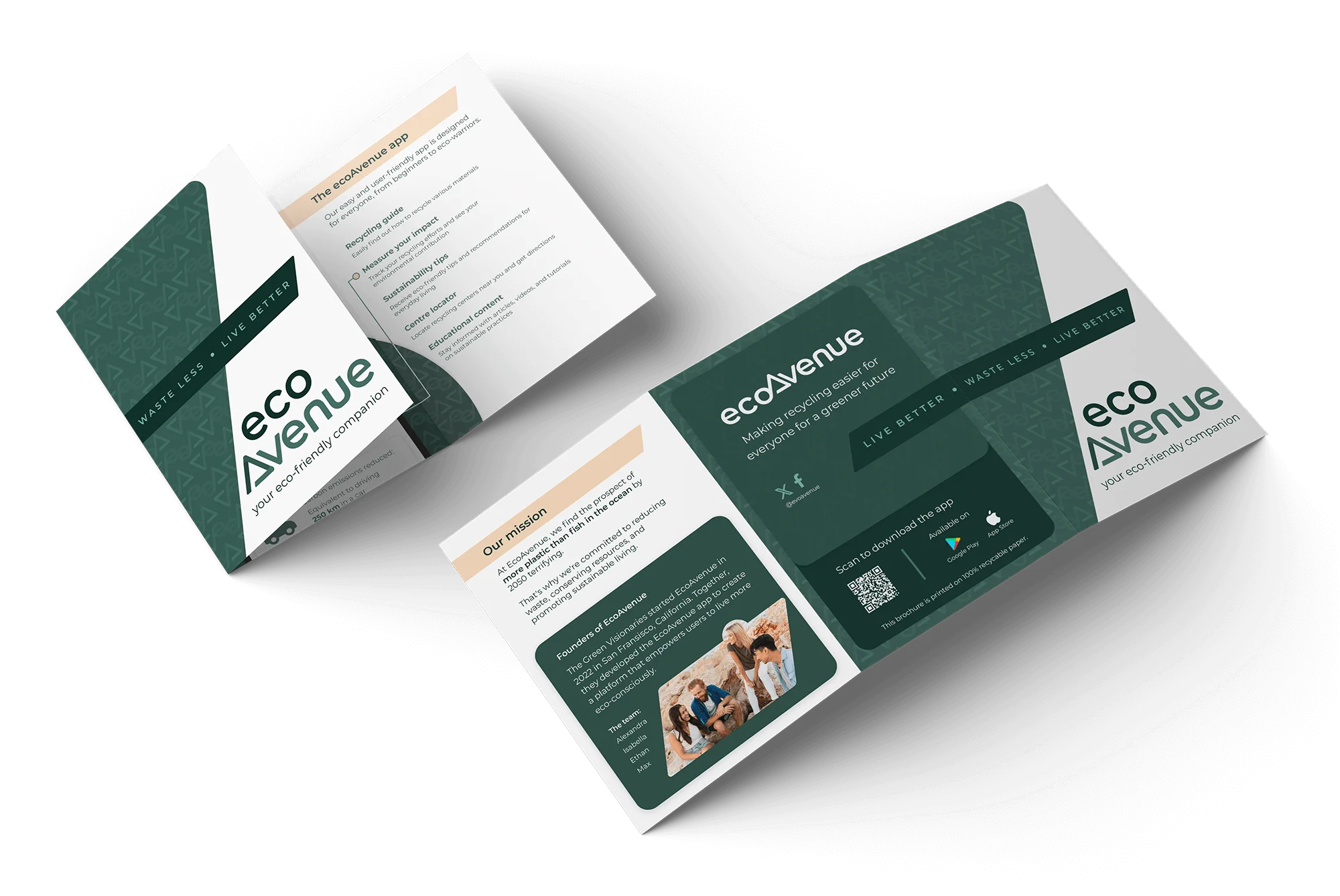 Mockup of brochure designed for ecoAvenue.