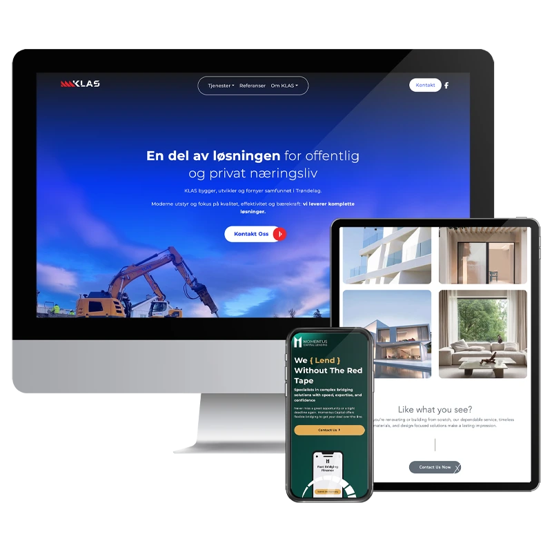 Devices showing multiple responsive and bespoke websites.