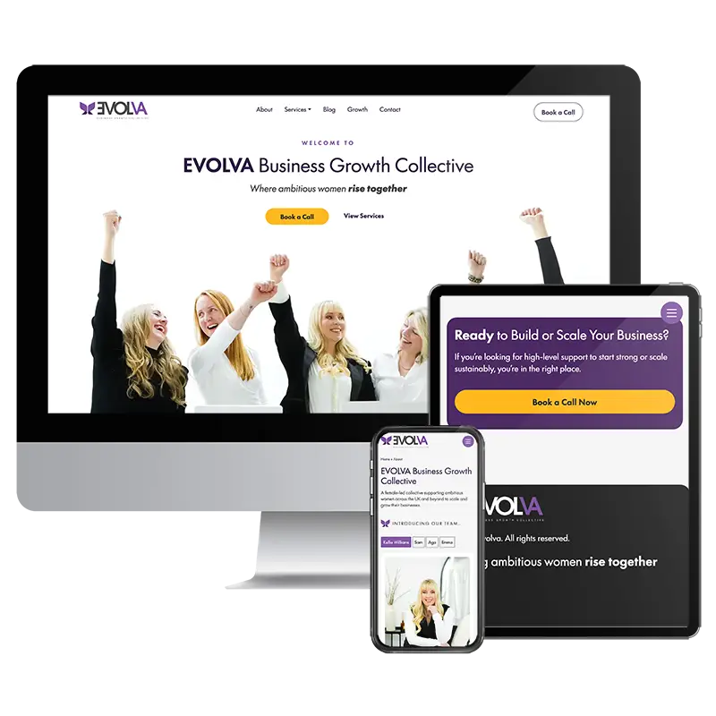 Devices showing the Evolva website built by Healthy Pixels.